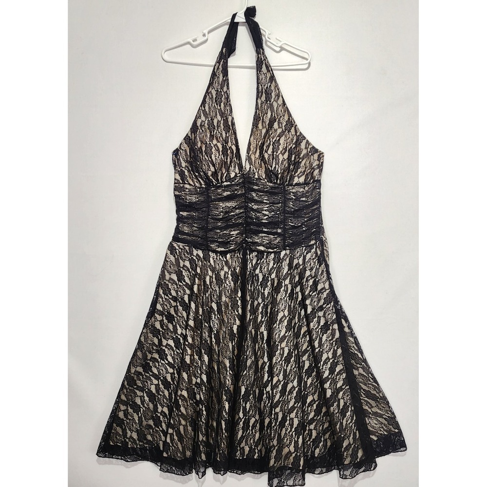Philip Decaprio Y2K Women's Special Occasion Halter‎ Neck Lace Black Dress 12